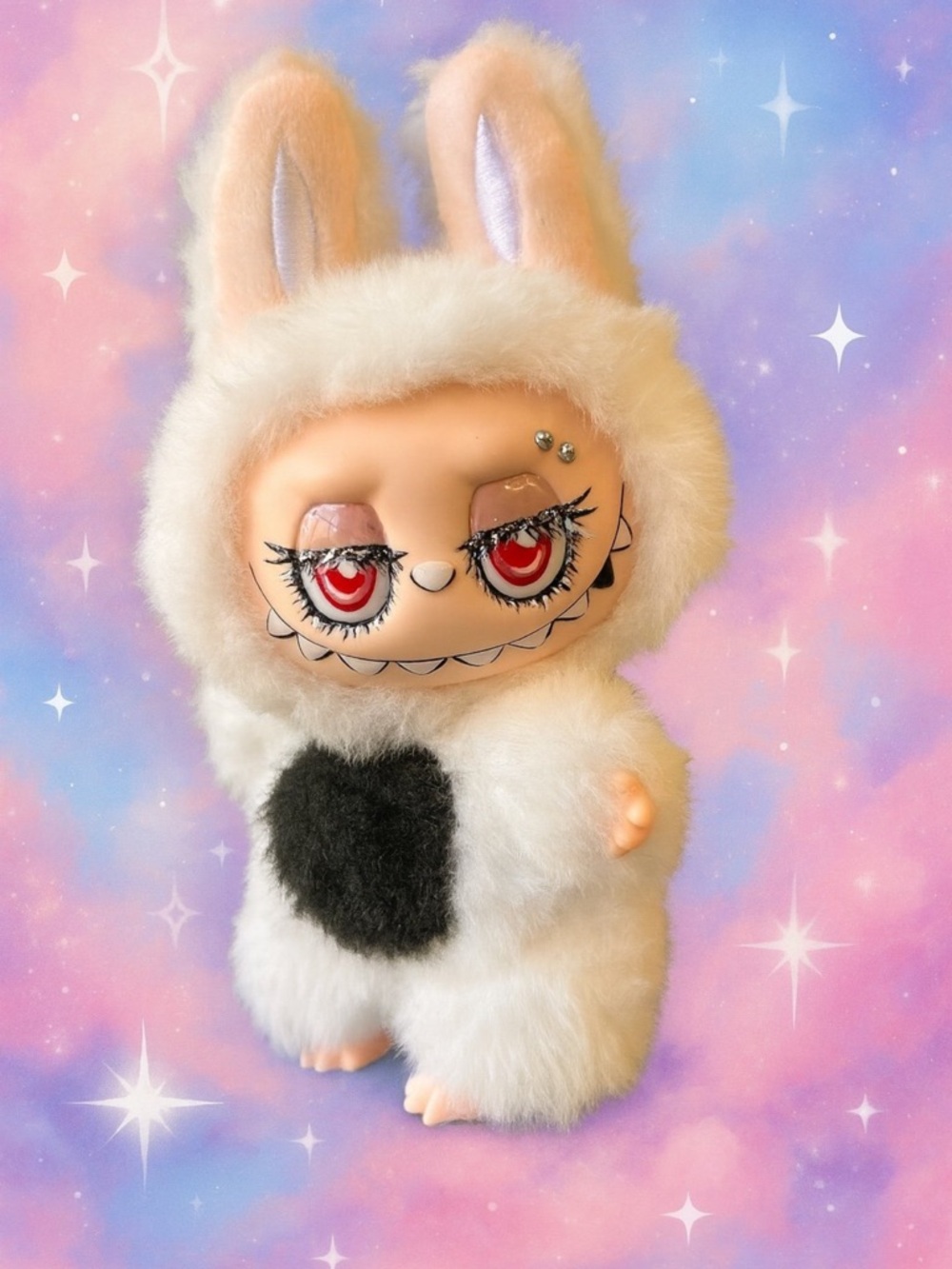 Costom Plush Bunny Labubu with Red Eyes